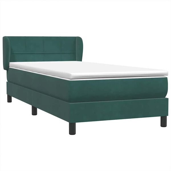 vidaXL Box Spring Κρεβάτι με στρώμα Σκούρο πράσινο 80x210 cm Velvet