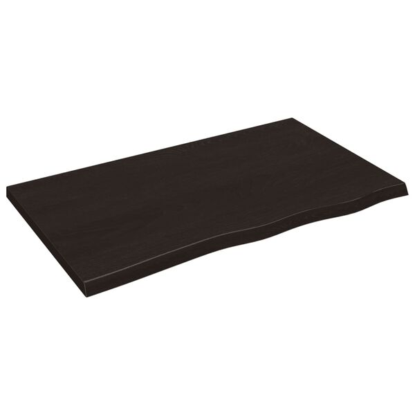 vidaXL Επιφάνεια Τραπεζιού Σκούρο Καφέ 100x60x(2-4)εκ Επεξ. Μασίφ Δρυς