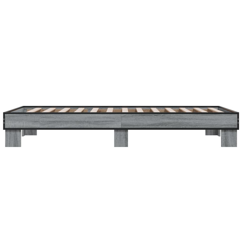 vidaXL Πλαίσιο Κρεβατιού Γκρι Sonoma 75x190 εκ. Επεξ. Ξύλο & Μέταλλο
