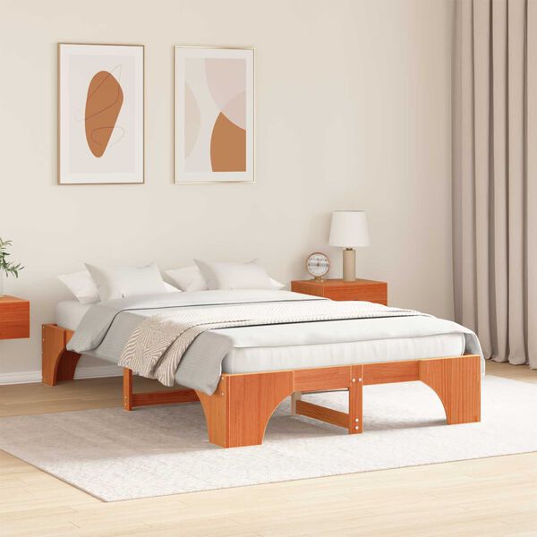 vidaXL Κρεβάτι Καφέ Μασίφ ξύλο 120 x 200 cm Ανθεκτικό Κρεβάτι
