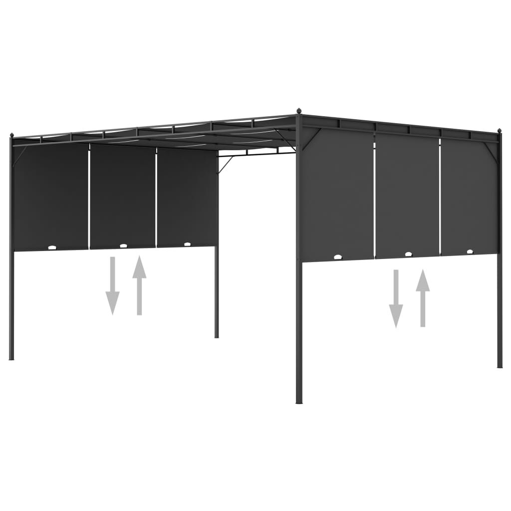 vidaXL Κιόσκι Κήπου Ανθρακί 4 x 3 x 2,25 μ. με Πλαϊνή Κουρτίνα