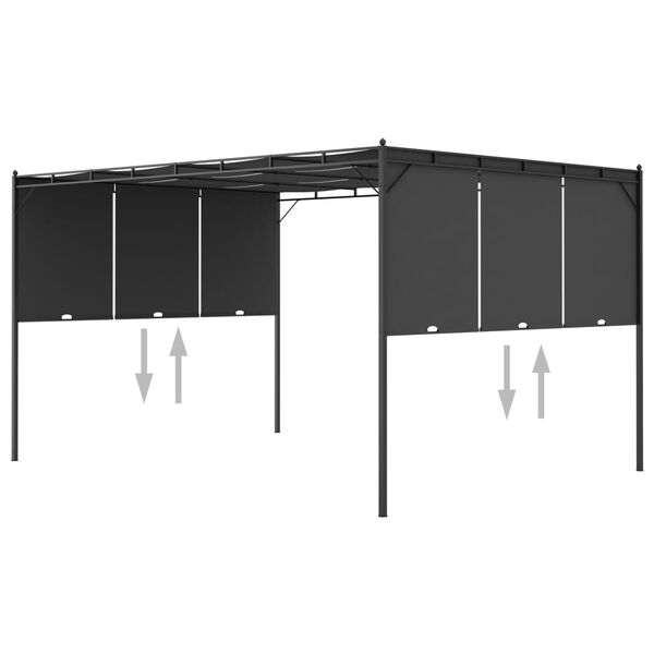 vidaXL Κιόσκι Κήπου Ανθρακί 4 x 3 x 2,25 μ. με Πλαϊνή Κουρτίνα