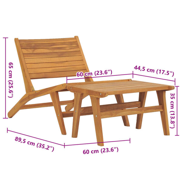 vidaXL Καρέκλα Κήπου με Υποπόδιο από Μασίφ Ξύλο Teak