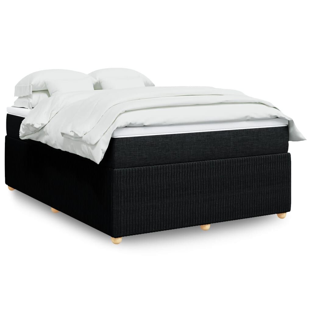 vidaXL Κρεβάτι Boxspring με Στρώμα Μαύρο 140x190 εκ. Υφασμάτινο