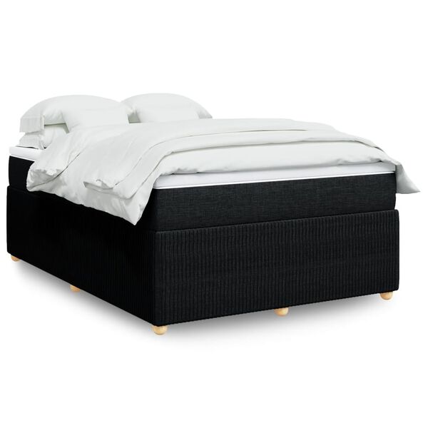 vidaXL Κρεβάτι Boxspring με Στρώμα Μαύρο 140x190 εκ. Υφασμάτινο