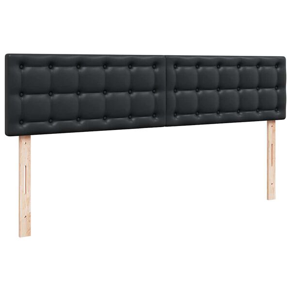 vidaXL Οθωμανικό κρεβάτι με στρώματα & LEDs Μαύρο Faux Leather