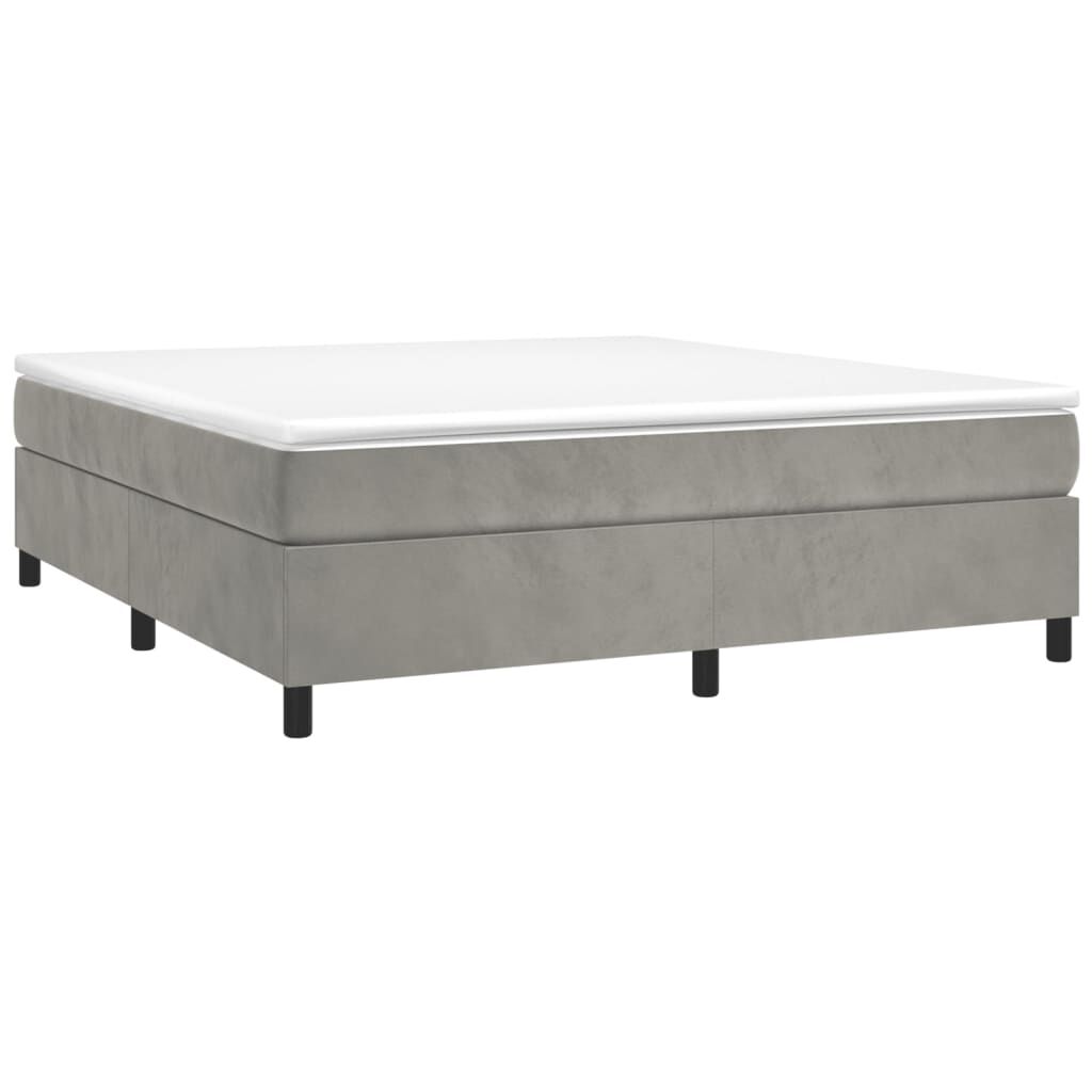vidaXL Κρεβάτι Boxspring με Στρώμα Ανοιχτό Γκρι 180x200 εκ. Βελούδινο