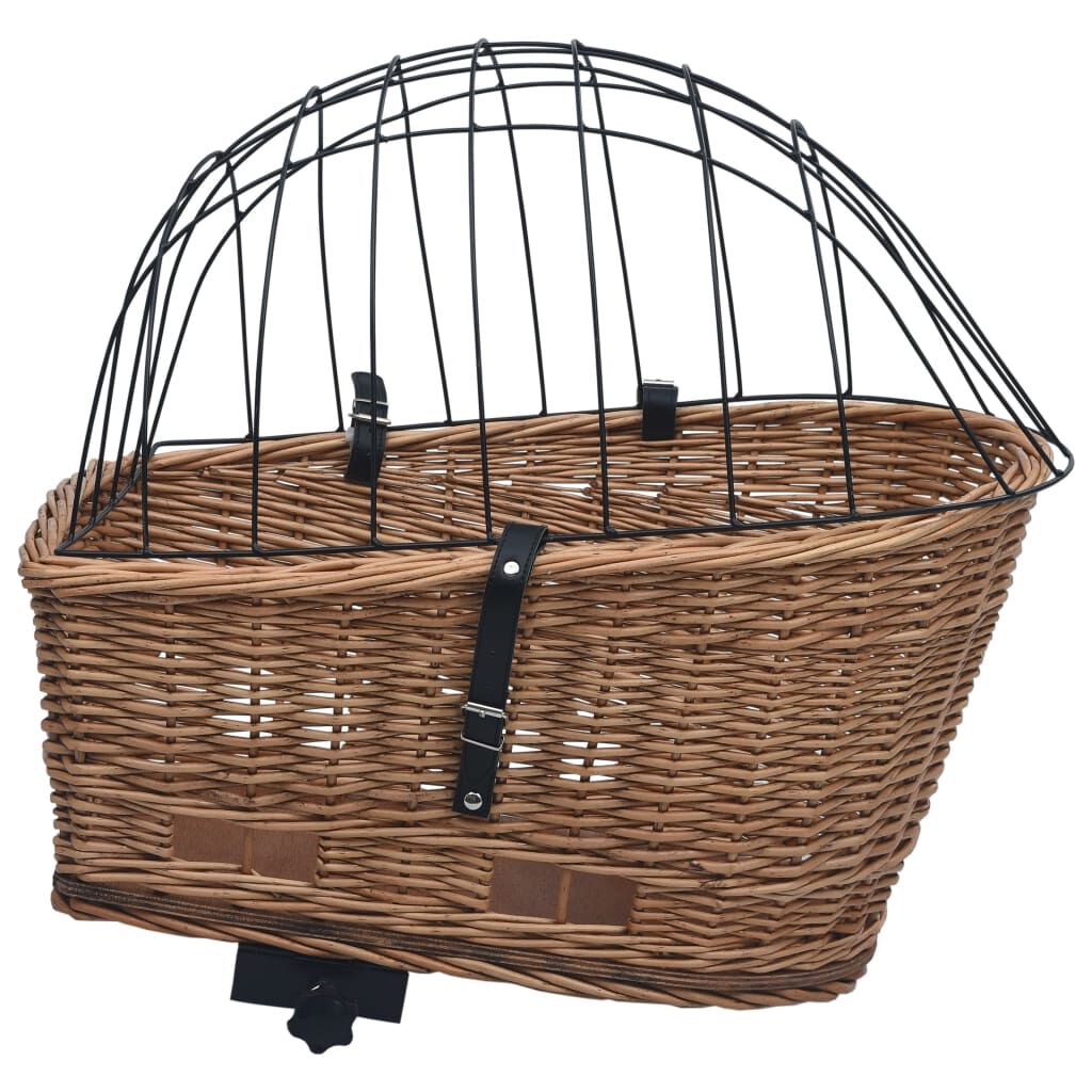 vidaXL Οπίσθιο Καλάθι Ποδηλάτου με Κάλυμμα 55x31x36 εκ. Ξύλο Ιτιάς