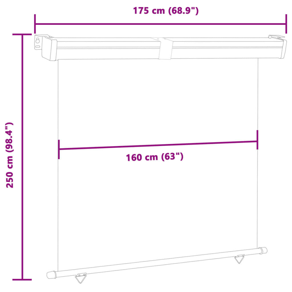 vidaXL Σκίαστρο Βεράντας Πλαϊνό Μαύρο 175 x 250 εκ.