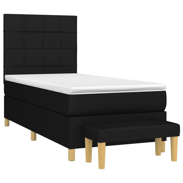 vidaXL Κρεβάτι Boxspring με Στρώμα Μαύρο 90x200 εκ. Υφασμάτινο