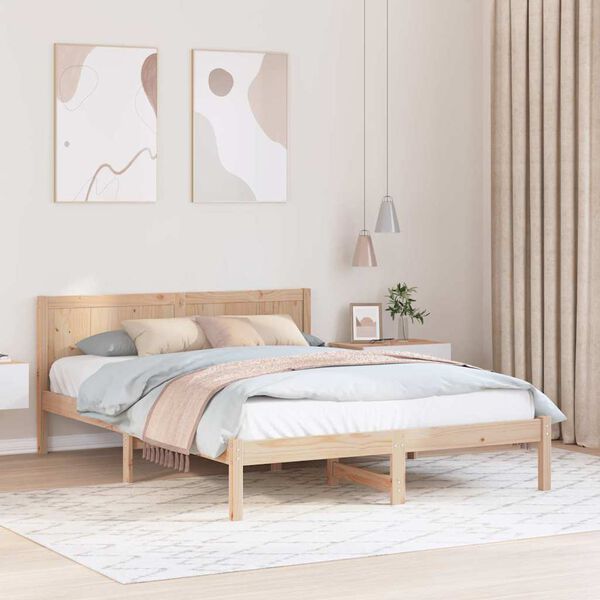 vidaXL Σκελετός Κρεβατιού Καφέ 160 x 200 cm Μασίφ ξύλο πεύκου