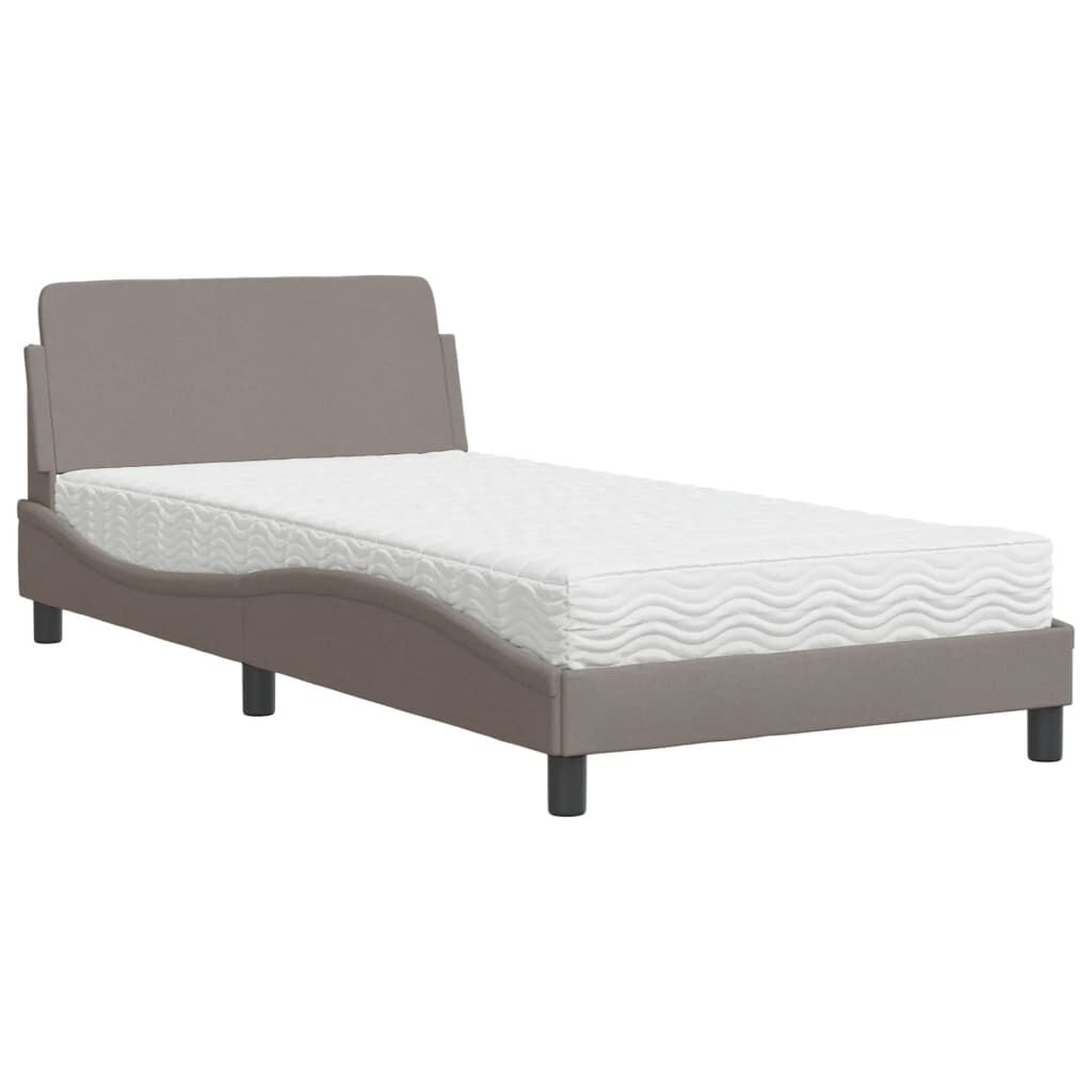 vidaXL Κρεβάτι με Στρώμα Taupe 100 x 200 εκ. Υφασμάτινο