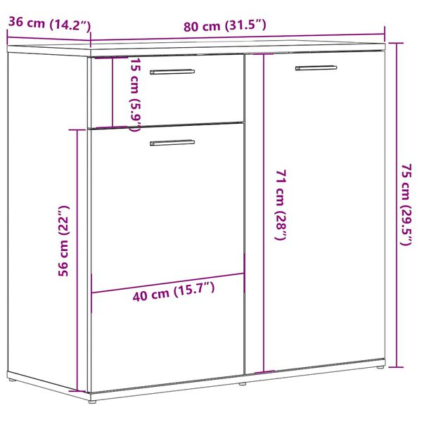vidaXL Ντουλάπι Τεχνίτης Δρυς 80 x 36 x 75 εκ. Επεξεργασμένο Ξύλο
