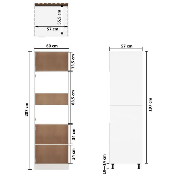 vidaXL Ντουλάπι Ψυγείου Lyon Καφέ Δρυς 60x57x207 εκ. Επεξεργ. Ξύλο