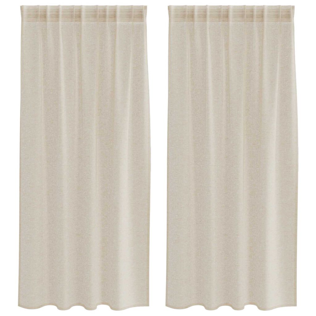 vidaXL Κουρτίνες με κουρτίνες 2 pcs Άμμος 140 x 175 εκ. Πολυεστέρας