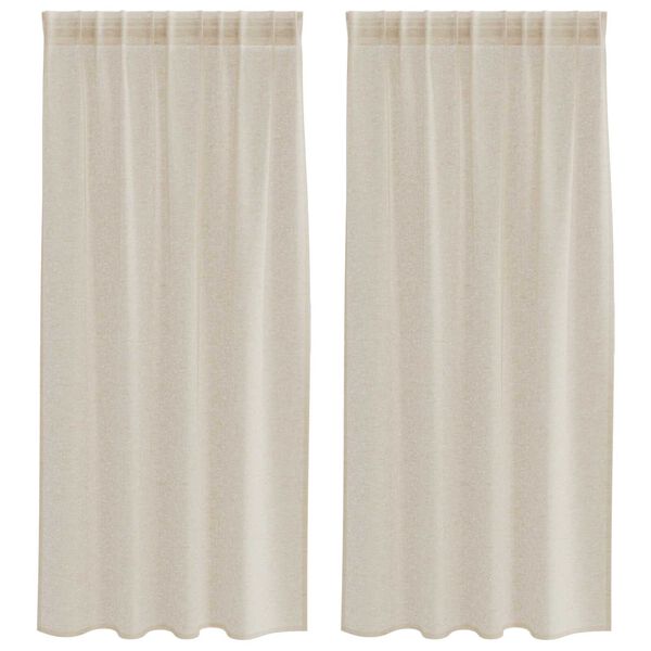 vidaXL Κουρτίνες με κουρτίνες 2 pcs Άμμος 140 x 175 εκ. Πολυεστέρας