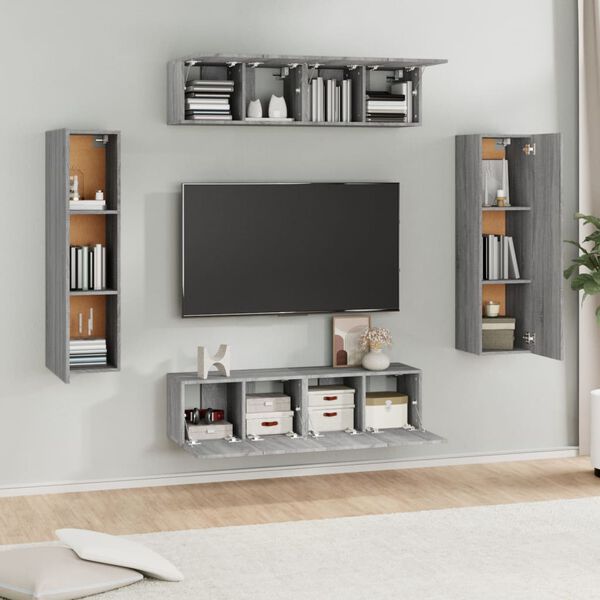 vidaXL Σετ Επίπλων Τηλεόρασης 6 Τεμ. Γκρι Sonoma Επεξεργασμένο Ξύλο