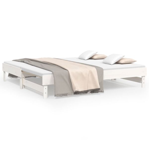 vidaXL Καναπές Κρεβάτι Συρόμενος Λευκός 2x(75x190) εκ. από Μασίφ Πεύκο