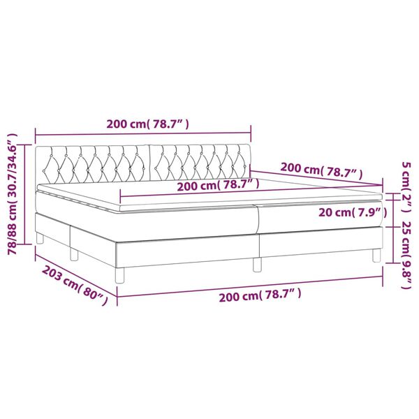 vidaXL Κρεβάτι Boxspring με Στρώμα Ανοιχτό Γκρι 200x200 εκ. Υφασμάτινο