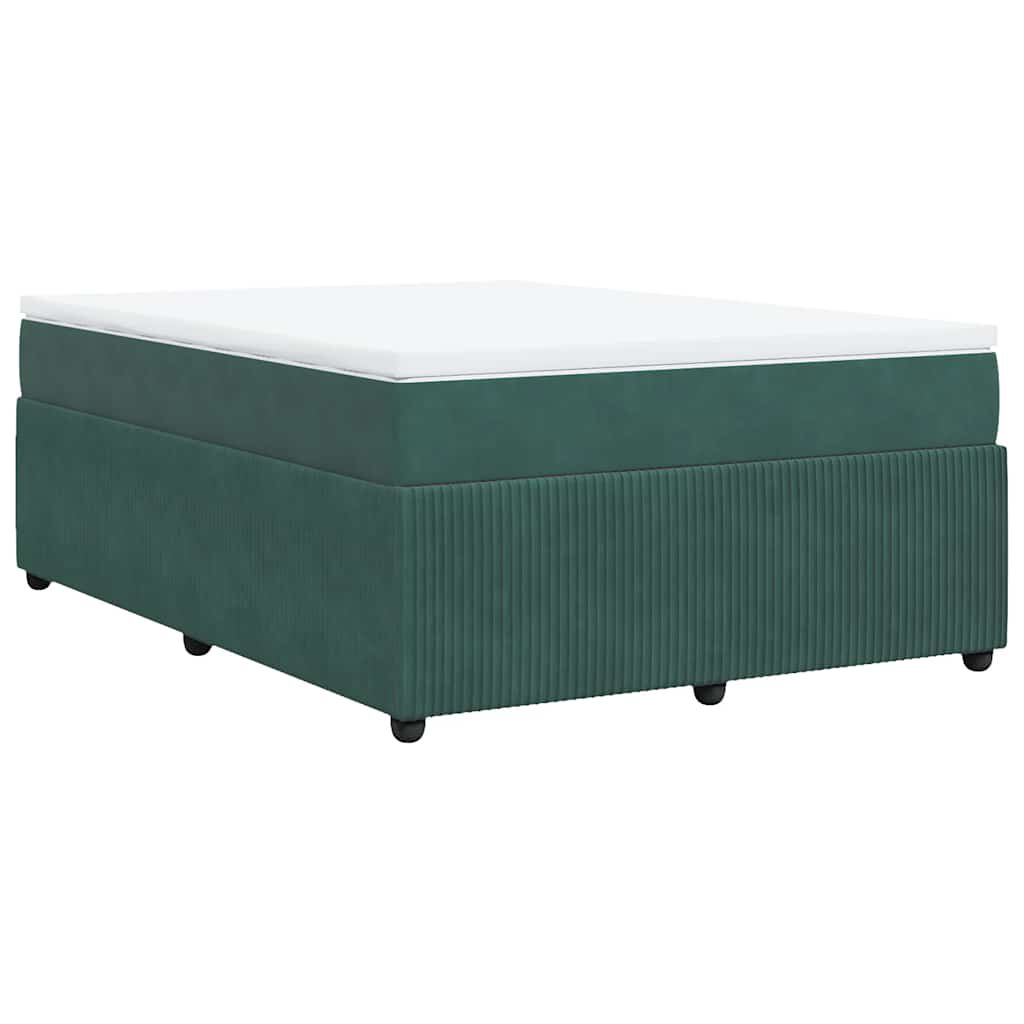 vidaXL Κρεβάτι Boxspring με Στρώμα Σκούρο Πράσινο 160x200εκ. Βελούδινο