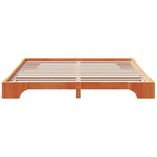vidaXL Ράφια κρεβατιού κερωμένο καφέ 200 x 200 cm από μασίφ ξύλο πεύκου