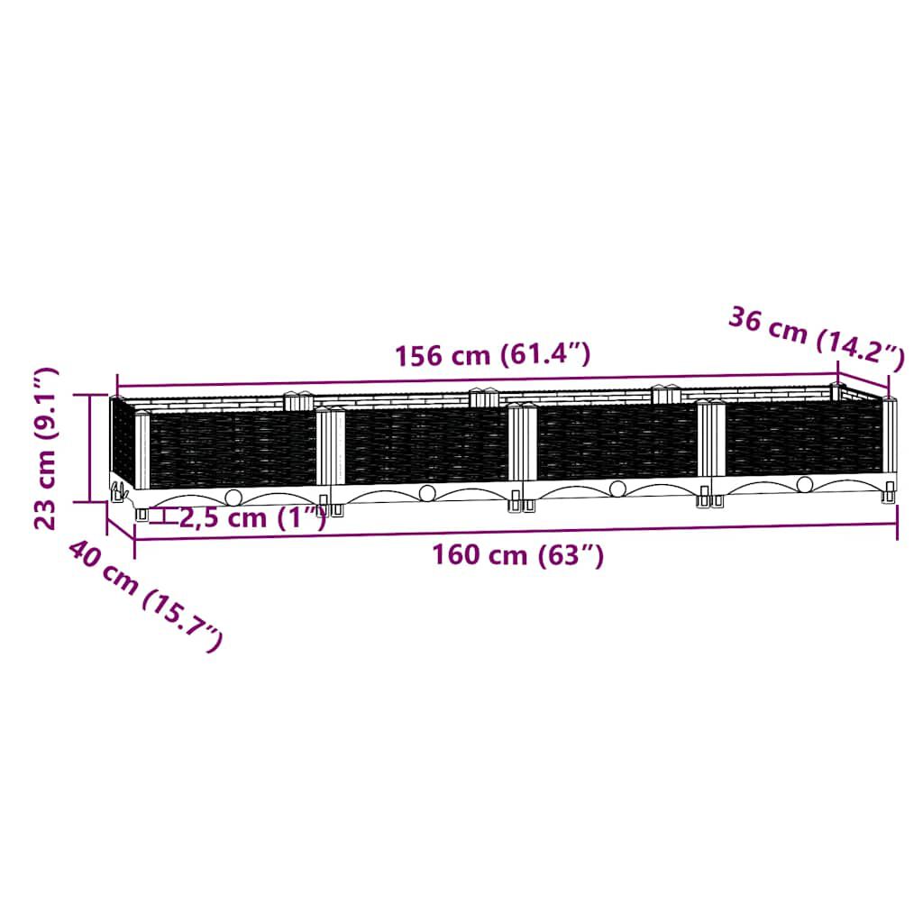vidaXL Ζαρντινιέρα 160 x 40 x 23 εκ. από Πολυπροπυλένιο