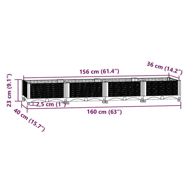 vidaXL Ζαρντινιέρα 160 x 40 x 23 εκ. από Πολυπροπυλένιο