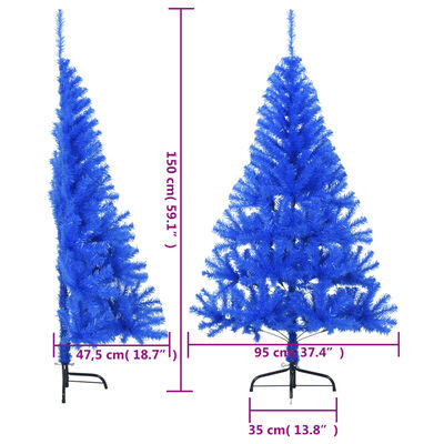 vidaXL Χριστουγεννιάτικο Δέντρο Τεχνητό Μισό Με Βάση Μπλε 150 εκ. PVC