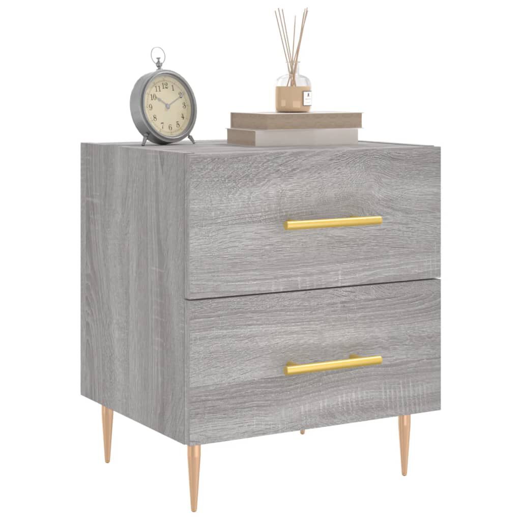 vidaXL Κομοδίνα 2 τεμ. Γκρι Sonoma 40 x 35 x 47,5 εκ. Επεξεργ. Ξύλο