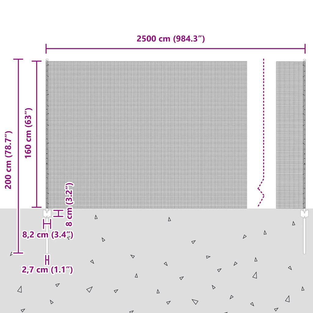 vidaXL Φράχτης Συρματόπλεγμα με 22 U Πόλους Γκρι 1.6x25 μ Μέταλλο