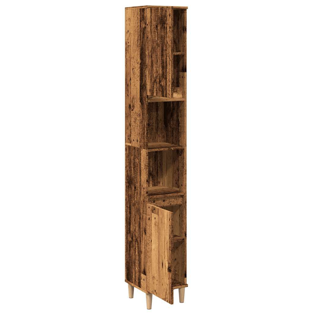 vidaXL Ντουλάπι μπάνιου Παλιό ξύλο 30x30x190 cm Κατασκευασμένο ξύλο