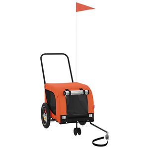 vidaXL Τρέιλερ Ποδηλάτου Κατοικίδιων Πορτοκαλί/Μαύρο Oxford/Σίδηρος