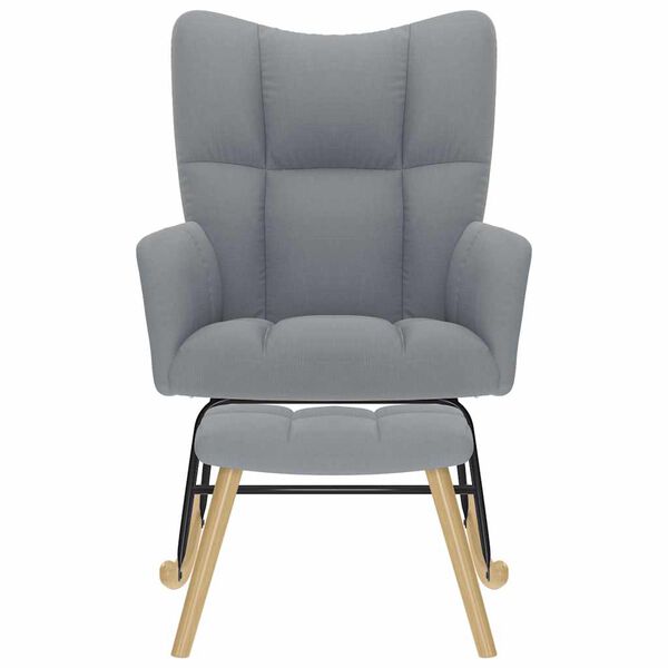 vidaXL Πολυθρόνα Κουνιστή Ανοιχτό Γκρι Υφασμάτινη με Υποπόδιο