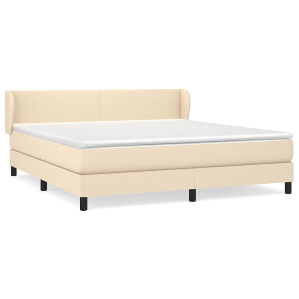 vidaXL Κρεβάτι Boxspring με Στρώμα Κρεμ 180x200 εκ. Υφασμάτινο