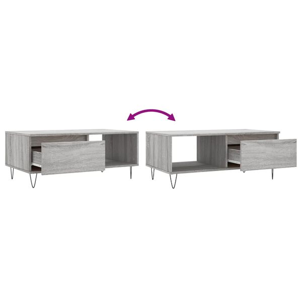 vidaXL Τραπεζάκι Σαλονιού Γκρι Sonoma 90x50x36,5εκ. Επεξεργασμένο Ξύλο