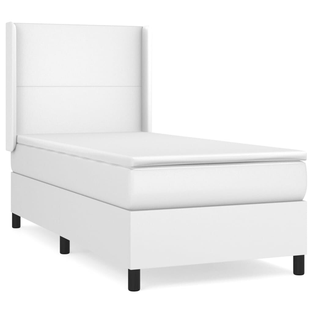 vidaXL Κρεβάτι Boxspring με Στρώμα Λευκό 80 x 200 εκ. Συνθετικό Δέρμα