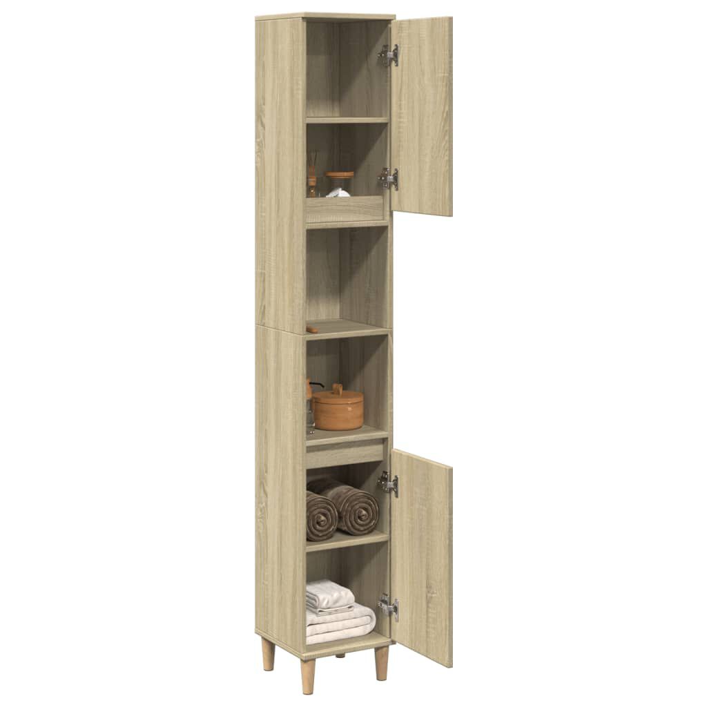 vidaXL Ντουλάπι Μπάνιου Sonoma Δρυς 30x30x190 εκ. Επεξεργασμένο Ξύλο