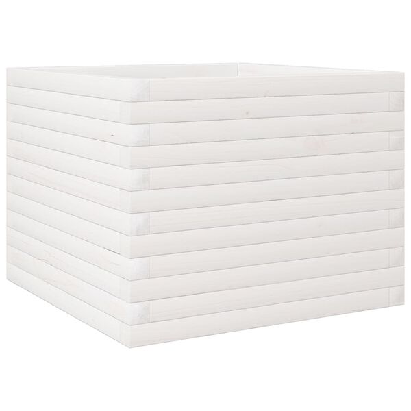 vidaXL Ζαρντινιέρα Κήπου Λευκή 60x60x45,5 εκ. από Μασίφ Ξύλο Πεύκου