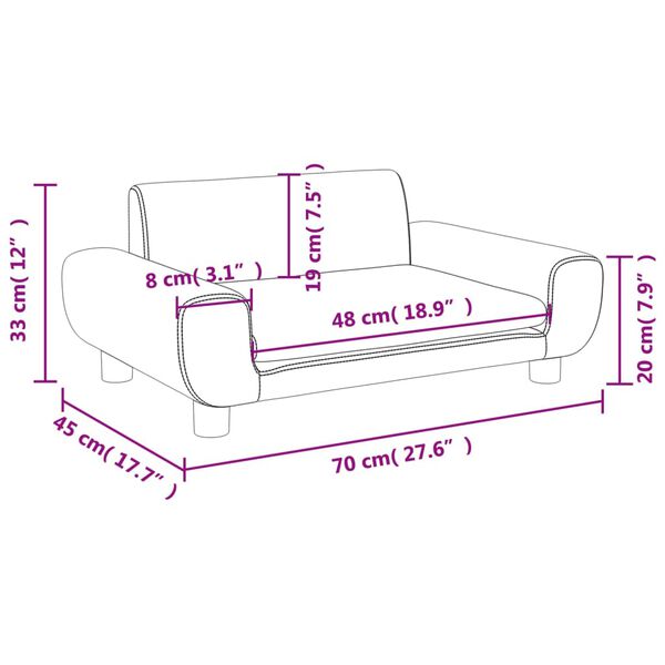 vidaXL Καναπές Παιδικός Κρεμ 70 x 45 x 33 εκ. Βελούδινος