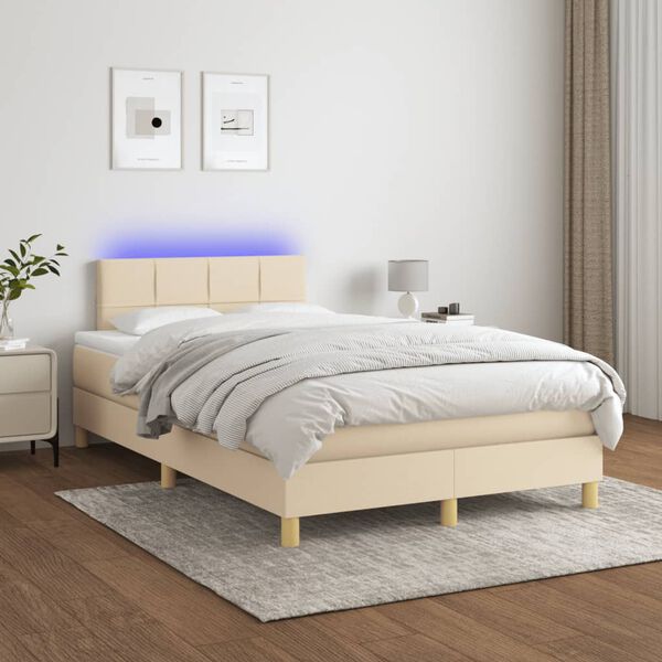 vidaXL &Kappa;&rho;&epsilon;&beta;ά&tau;&iota; Boxspring &mu;&epsilon; &Sigma;&tau;&rho;ώ&mu;&alpha; & LED &Kappa;&rho;&epsilon;&mu; 120x190 &epsilon;&kappa;. &Upsilon;&phi;&alpha;&sigma;&mu;ά&tau;&iota;&nu;&omicron;