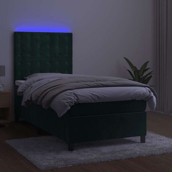vidaXL &Kappa;&rho;&epsilon;&beta;ά&tau;&iota; Boxspring &mu;&epsilon; &Sigma;&tau;&rho;ώ&mu;&alpha; & LED &Sigma;&kappa;. &Pi;&rho;ά&sigma;&iota;&nu;&omicron; 90x200 &epsilon;&kappa; &Beta;&epsilon;&lambda;&omicron;ύ&delta;&omicron;
