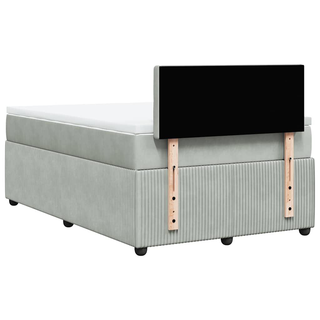 vidaXL Κρεβάτι Boxspring με Στρώμα Ανοιχτό Γκρι 120x200 εκ. Βελούδινο