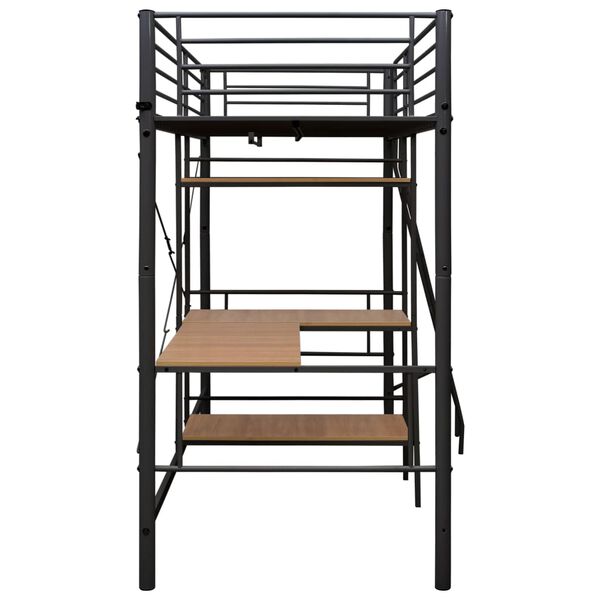 vidaXL Πλαίσιο Κουκέτας με Τραπέζι Γκρι 90 x 200 εκ. Μεταλλικό