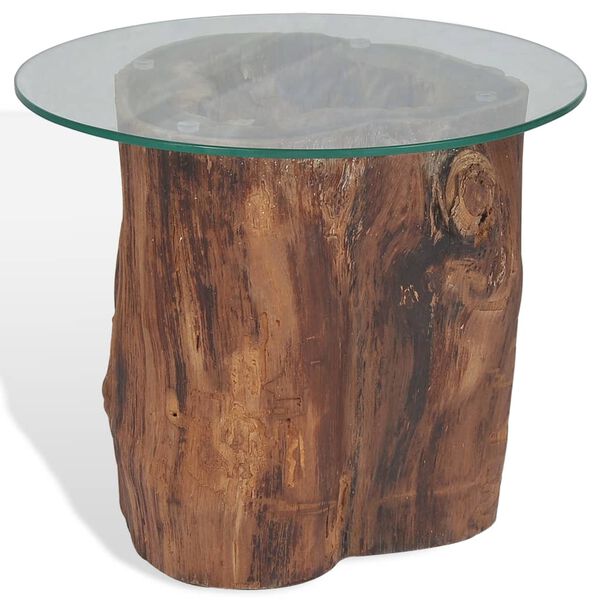 vidaXL Τραπεζάκι Σαλονιού 50 x 40 εκ. από Ξύλο Teak / Γυαλί
