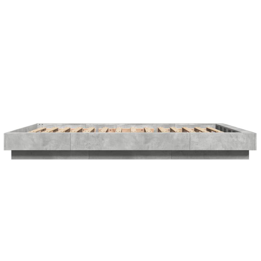 vidaXL Πλαίσιο Κρεβατιού Γκρι Σκυροδέματος 140x200 εκ. Επεξεργ. Ξύλο