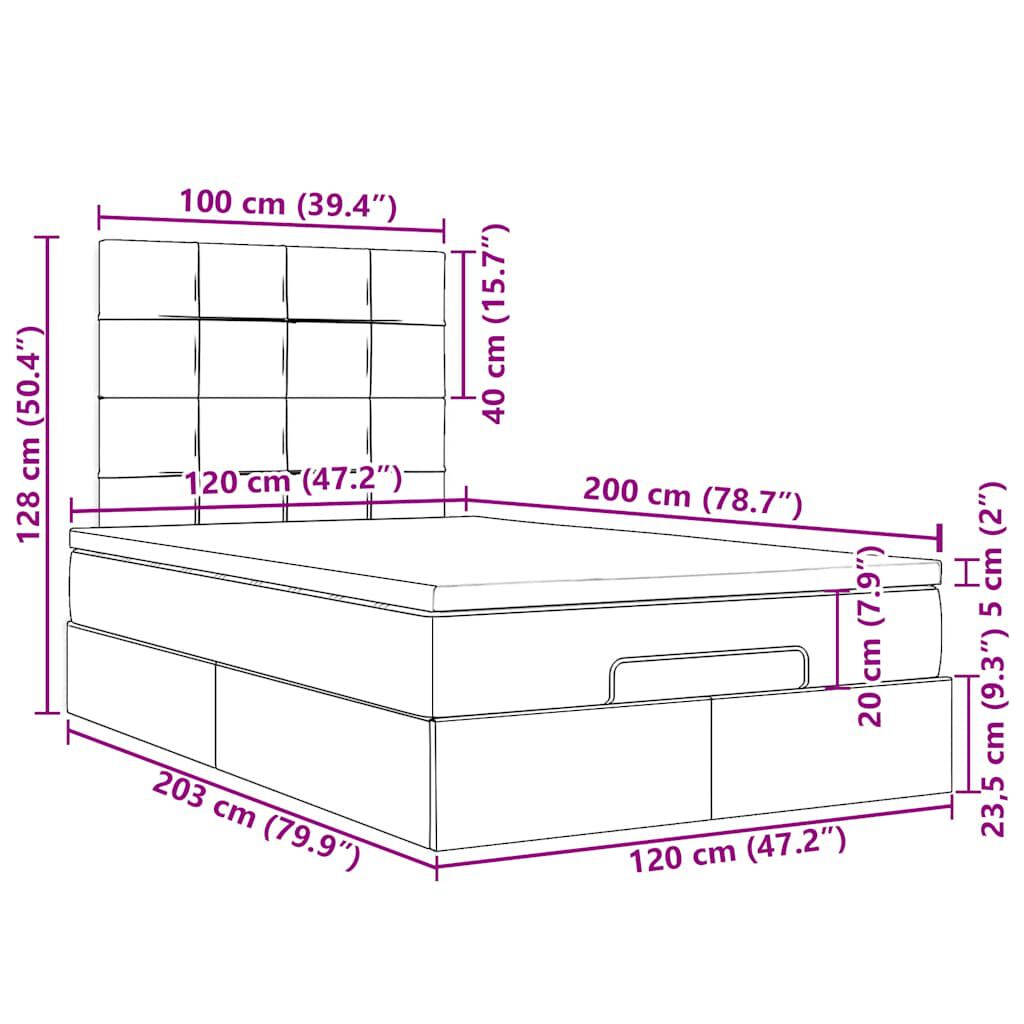 vidaXL Οθωμανικό κρεβάτι με στρώματα & LEDs Σκούρο πράσινο Βελούδο