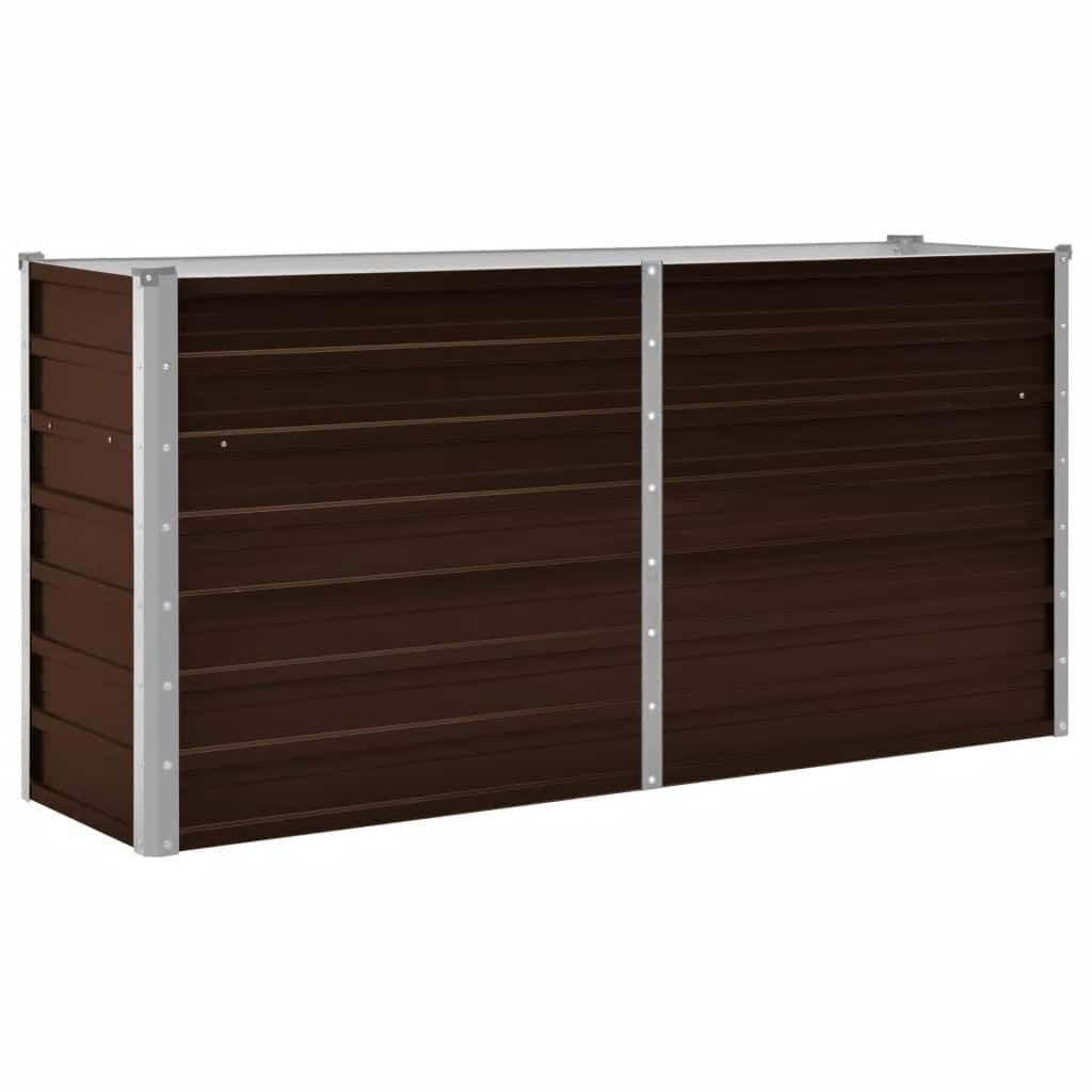 vidaXL Ζαρντινιέρα Υπερυψωμένη Καφέ 160x40x77 εκ. Γαλβανισμ. Χάλυβας