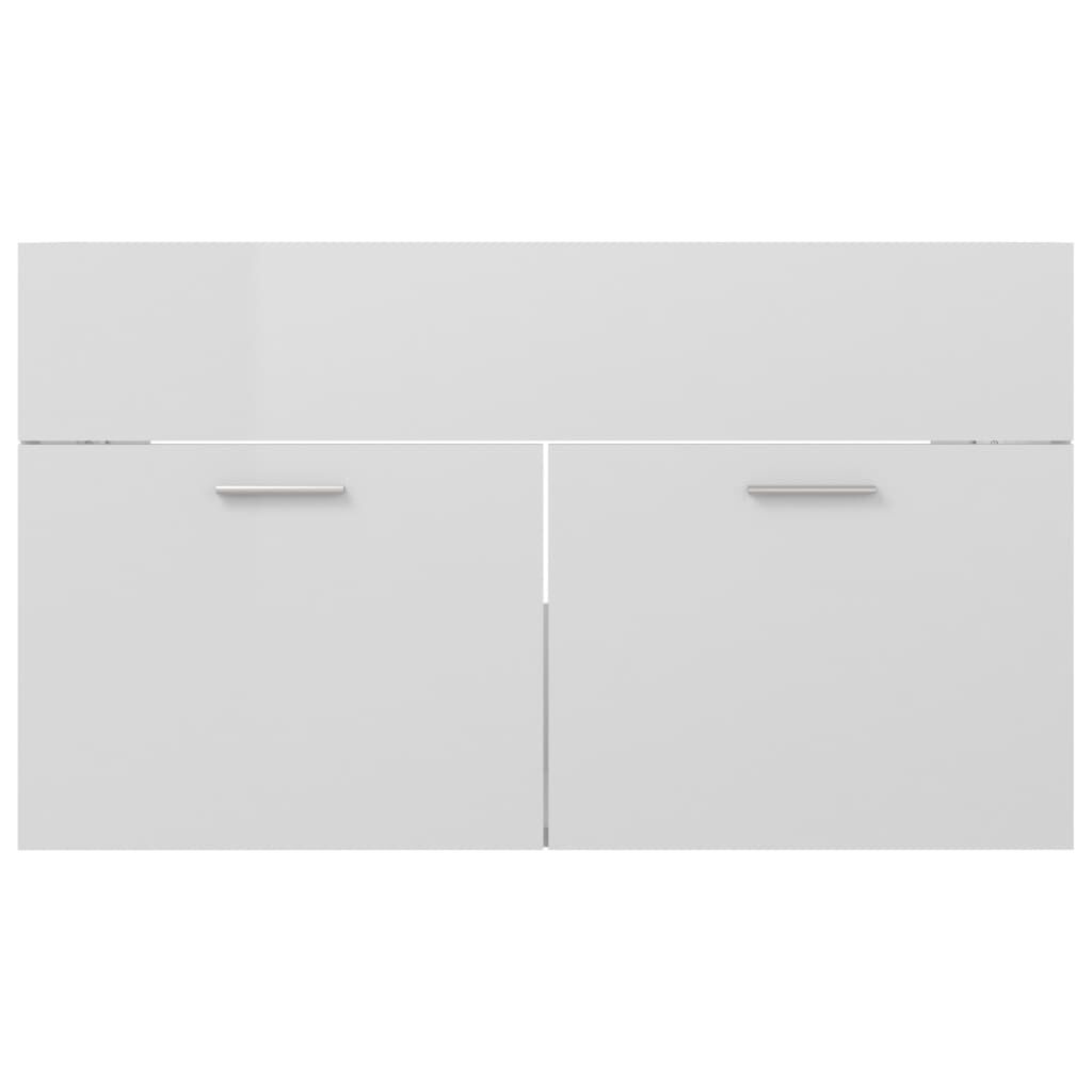 vidaXL Ντουλάπι Νιπτήρα Γυαλιστερό Λευκό 80x38,5x46 εκ. από Επεξ. Ξύλο