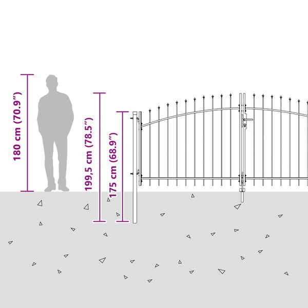 vidaXL Πύλη Κήπου Μαύρο 150 x 400 cm