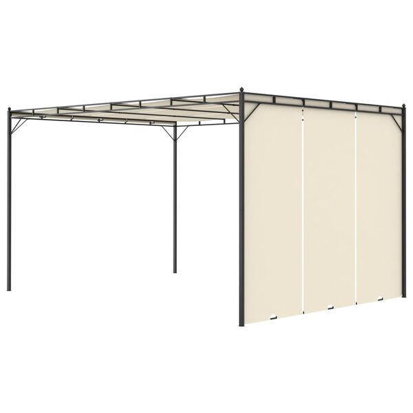 vidaXL Κιόσκι Κήπου Κρεμ 4 x 3 x 2,25 μ. με Πλαϊνή Κουρτίνα
